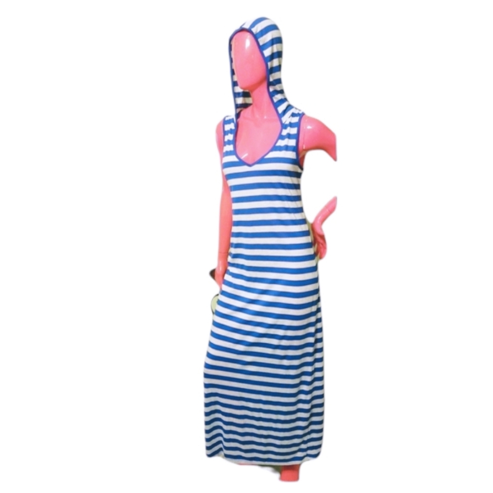 Derek Heart Striped Hooded Maxi Dress Size Large